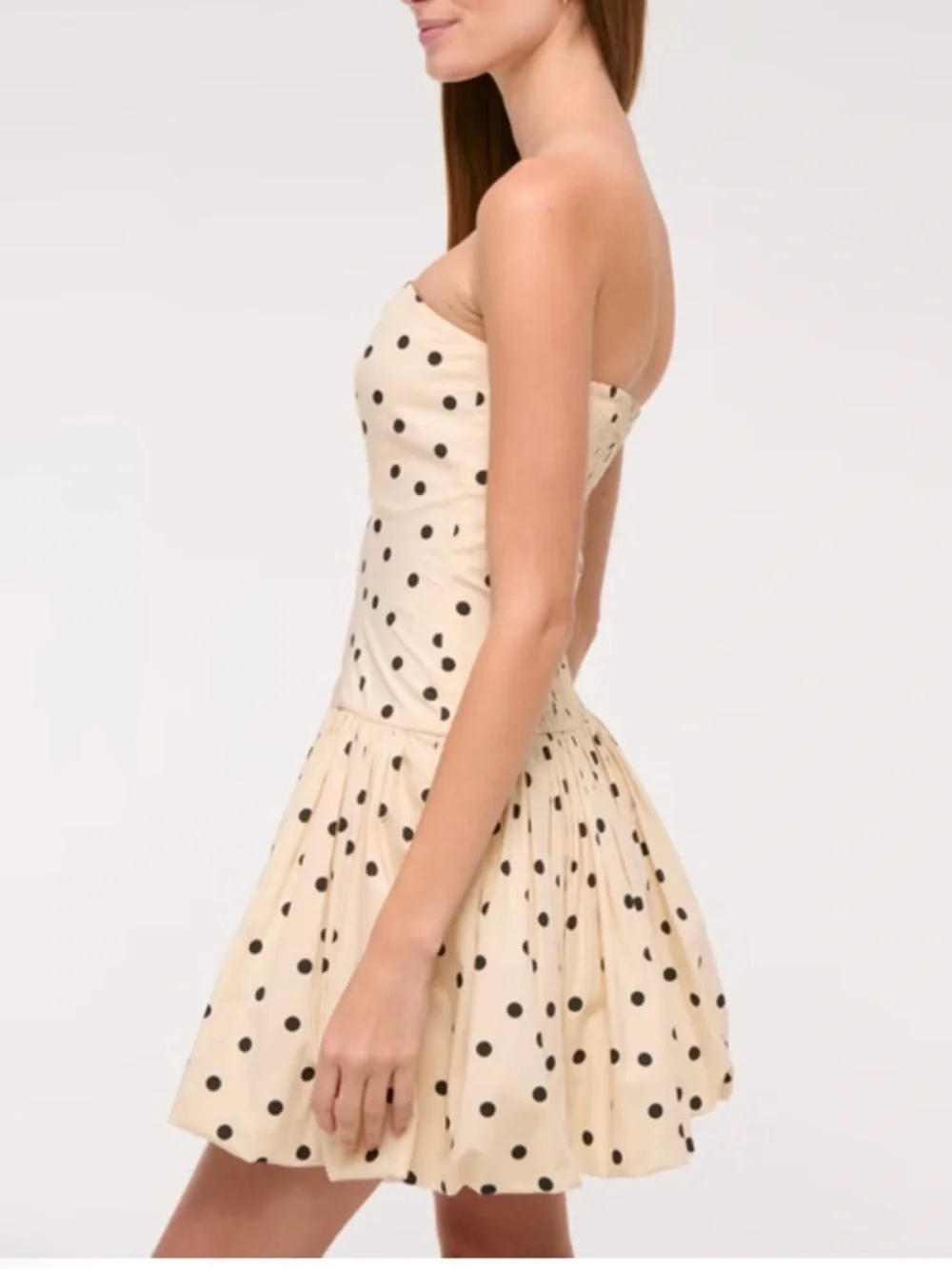 Abercrombie & Fitch Cream Strapless Polka Dot Dress - Picture 4 of 8